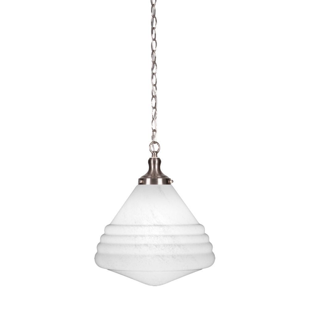 Toltec Lighting 98-BN-4731 Juno Chain Hung Pendant In Brushed Nickel Finish With 14" White Marble Glass