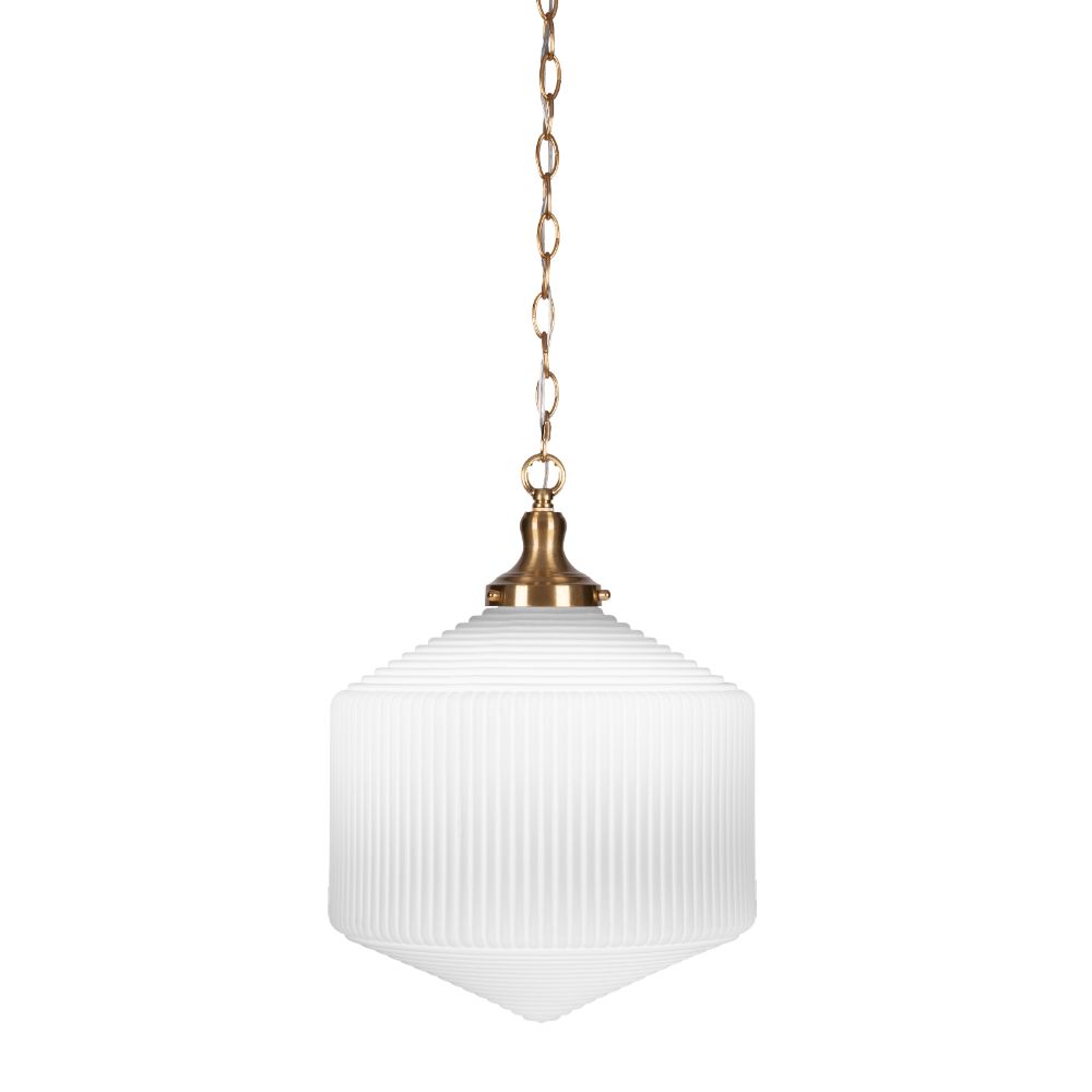 Toltec Lighting 98-NAB-4681 Carina Chain Hung Pendant In New Age Brass Finish With 14" Opal Frosted Glass