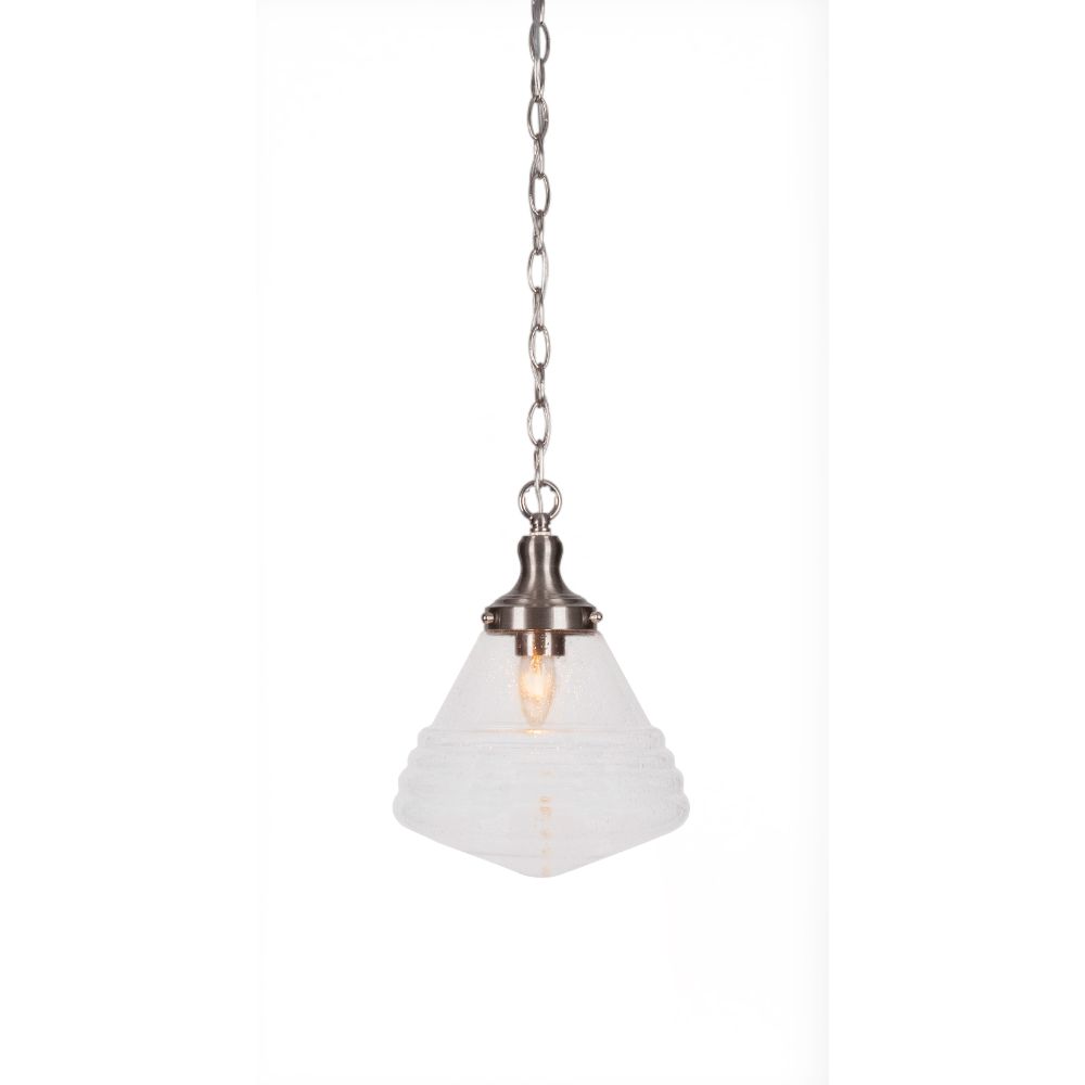 Toltec Lighting 99-BN-4710 Juno Chain Hung Pendant In Brushed Nickel Finish With 9.75" Clear Bubble Glass