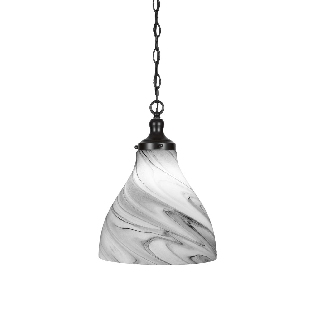 Toltec Lighting 96-NAB-4902 Zola Chain Hung Pendant In New Age Brass Finish With 7.5" Smoke Textured Glass