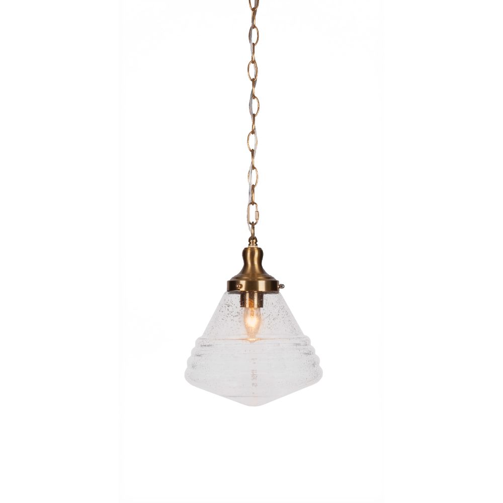 Toltec Lighting 99-NAB-4710 Juno Chain Hung Pendant In New Age Brass Finish With 9.75" Clear Bubble Glass