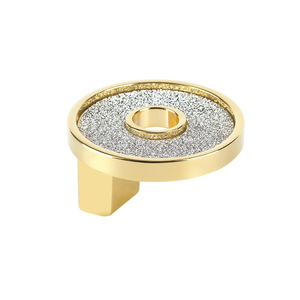 TOPEX P2906.33ORZSIL SMALL ROUND KNOB WITH HOLE SPARKLING SWAROVSKI  IN GOLD