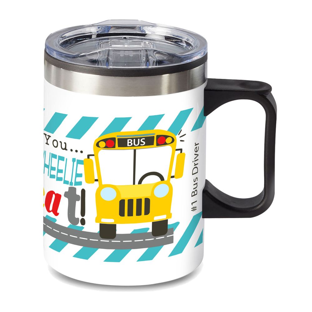 14 oz. Travel Mug with lid, quoting "BUS DRIVER"