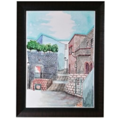 Calligraphy Old City #05 on Canvas - Framed