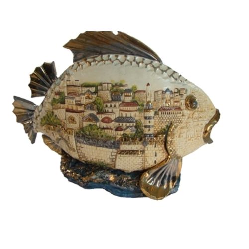 Ceramic 3D Fish with Jerusalem View