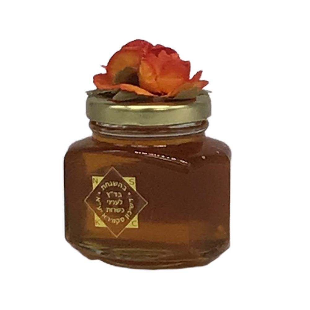 Honey Dish 6oz oval hex with rose