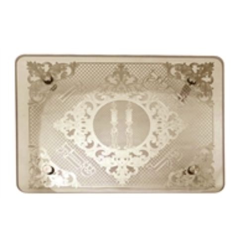 Candlestick Tray - Tempered Glass with gold plate