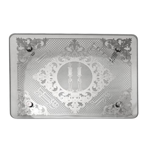 Candlestick Tray - Tempered Glass with silver plate