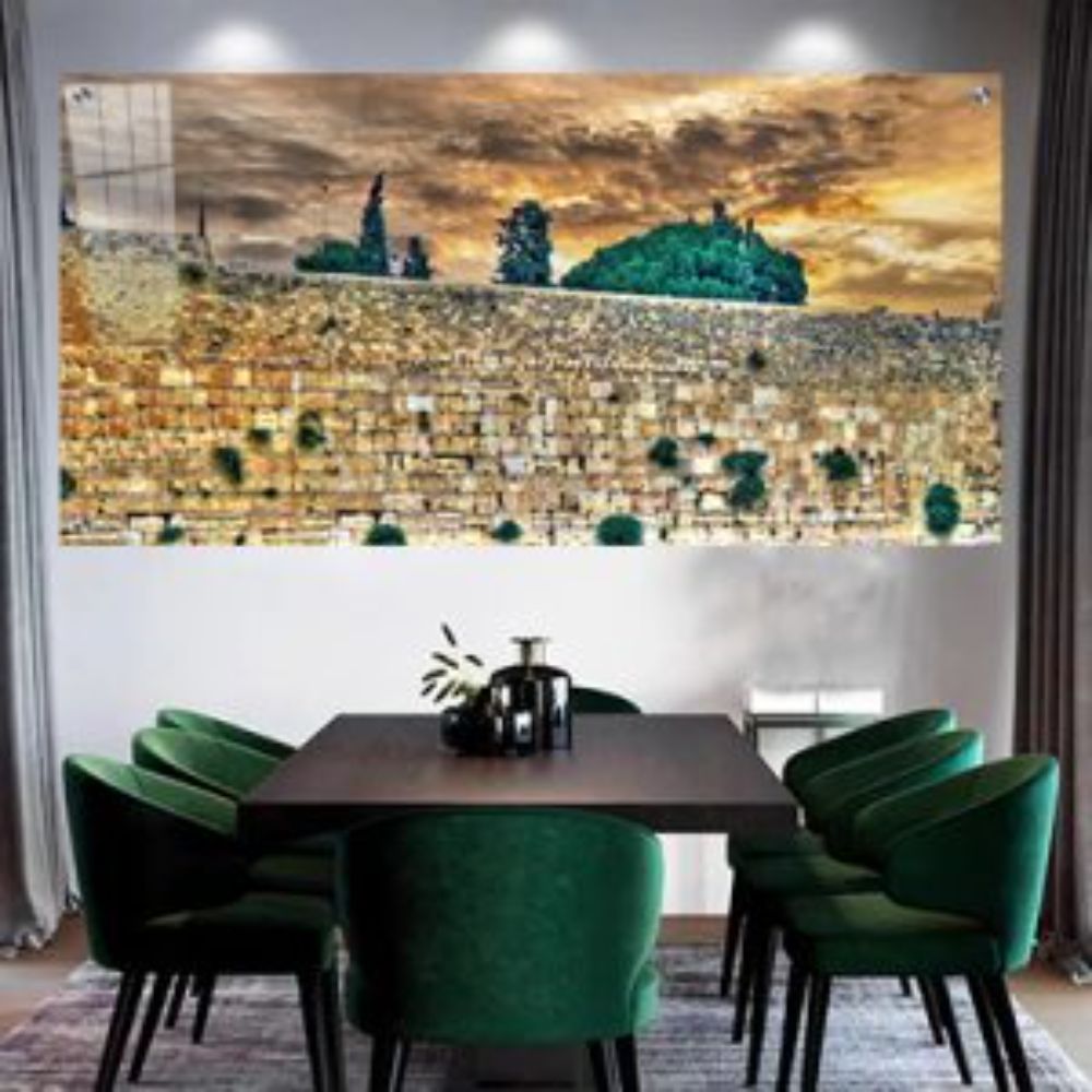 Print on Glass Art of the Kosel at sunset with Greenery, Size 16x32