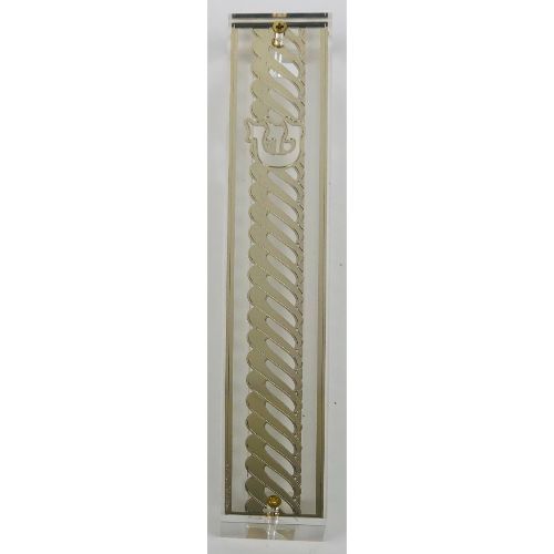 Mezuzah Case 24K Gold Plated- 15 cm scroll Design #3