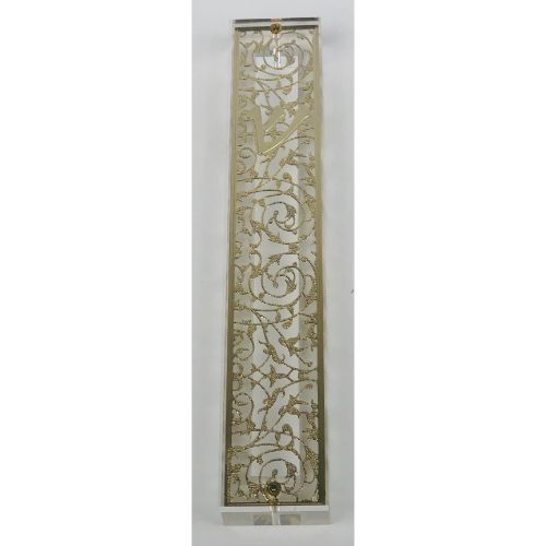 Mezuzah Case 24K Gold Plated- 15 cm scroll Design #6