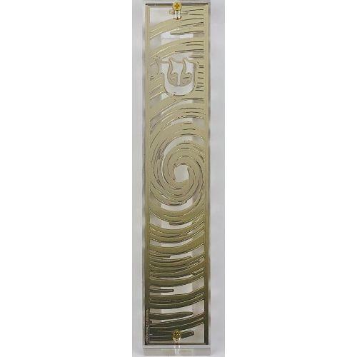 Mezuzah Case 24K Gold Plated- 15 cm scroll Design #7