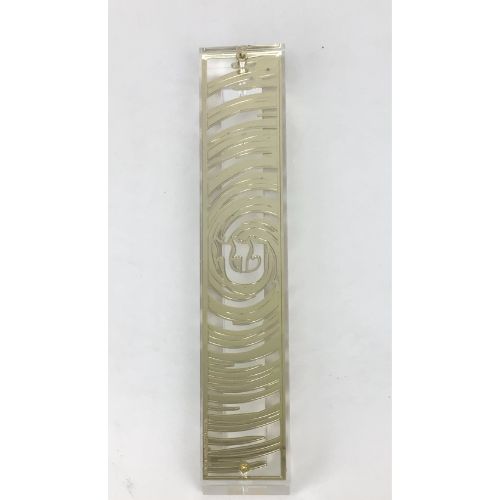 Gold Plated Mezuzah Case 15 cm scroll Design #13