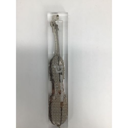 Silver Plated Mezuzah Case- 15 cm scroll Design #1