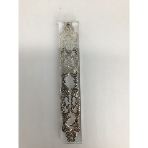 Silver Plated Mezuzah Case- 15 cm scroll Design #4
