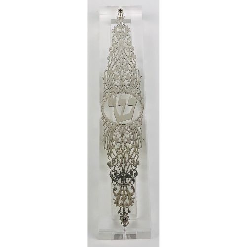 Mezuzah Case Silver Plated- 15 cm scroll Design #10