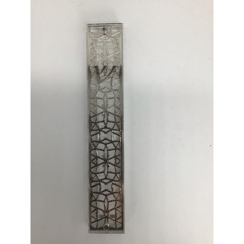 Silver Plated Mezuzah Case- 15 cm scroll Design #11