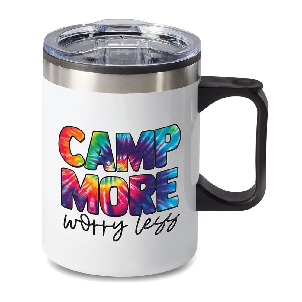14 oz. Travel Mug with lid, quoting "CAMP QUOTE"