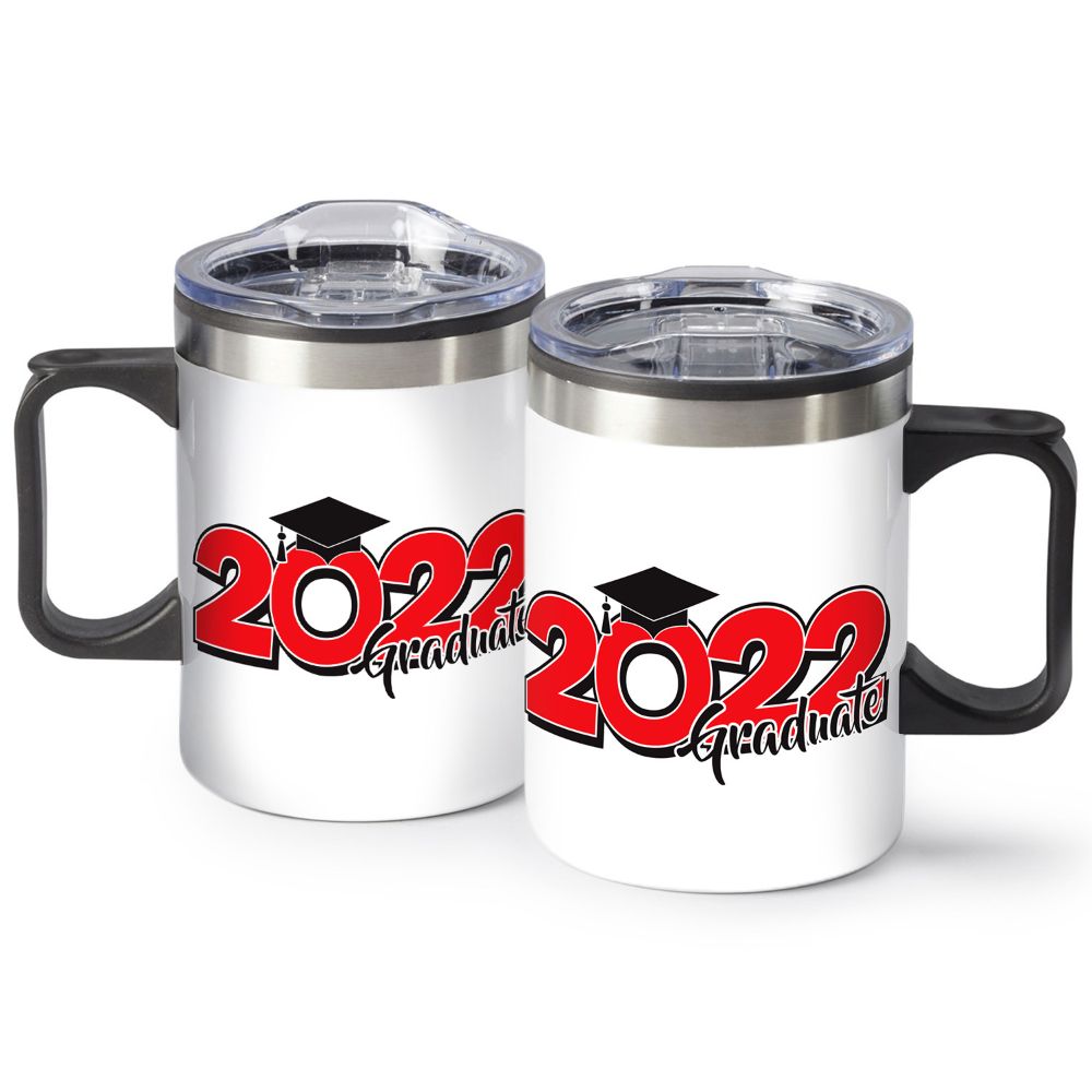 14 oz. Travel Mug with lid, quoting "GRADUATION "
