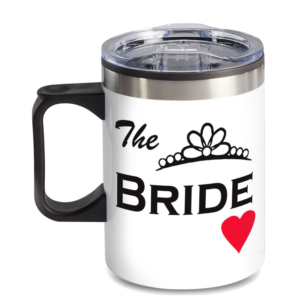 14 oz. Travel Mug with lid, quoting "THE BRIDE"