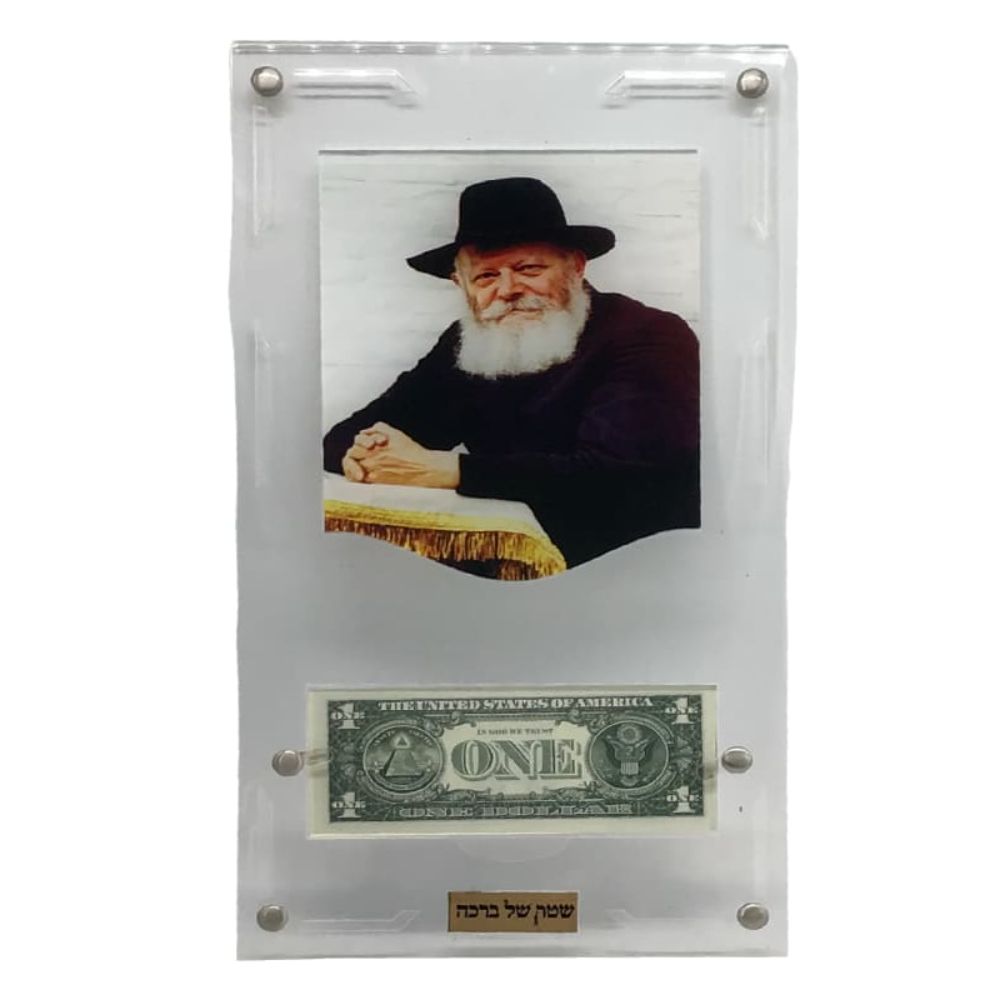 Lucite Print of the Rebbe Standing, with dollar, 12x18