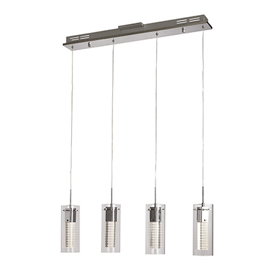 Trans Globe Lighting MDN-1203 Etched LED Cube 4 Pendant Track in Polished Chrome