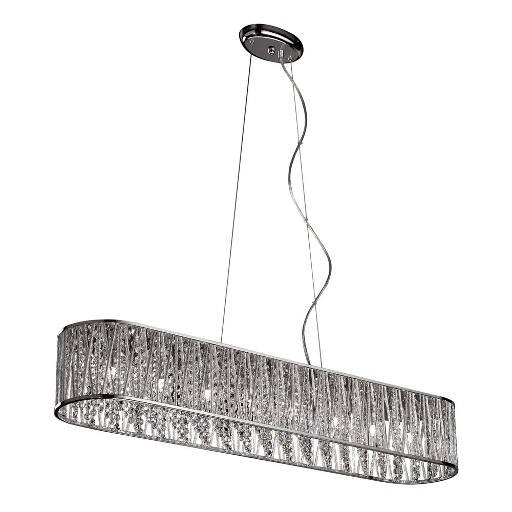 TransGlobe MDN-1216 8 Light Pendant - Adjustable height in Polished Chrome