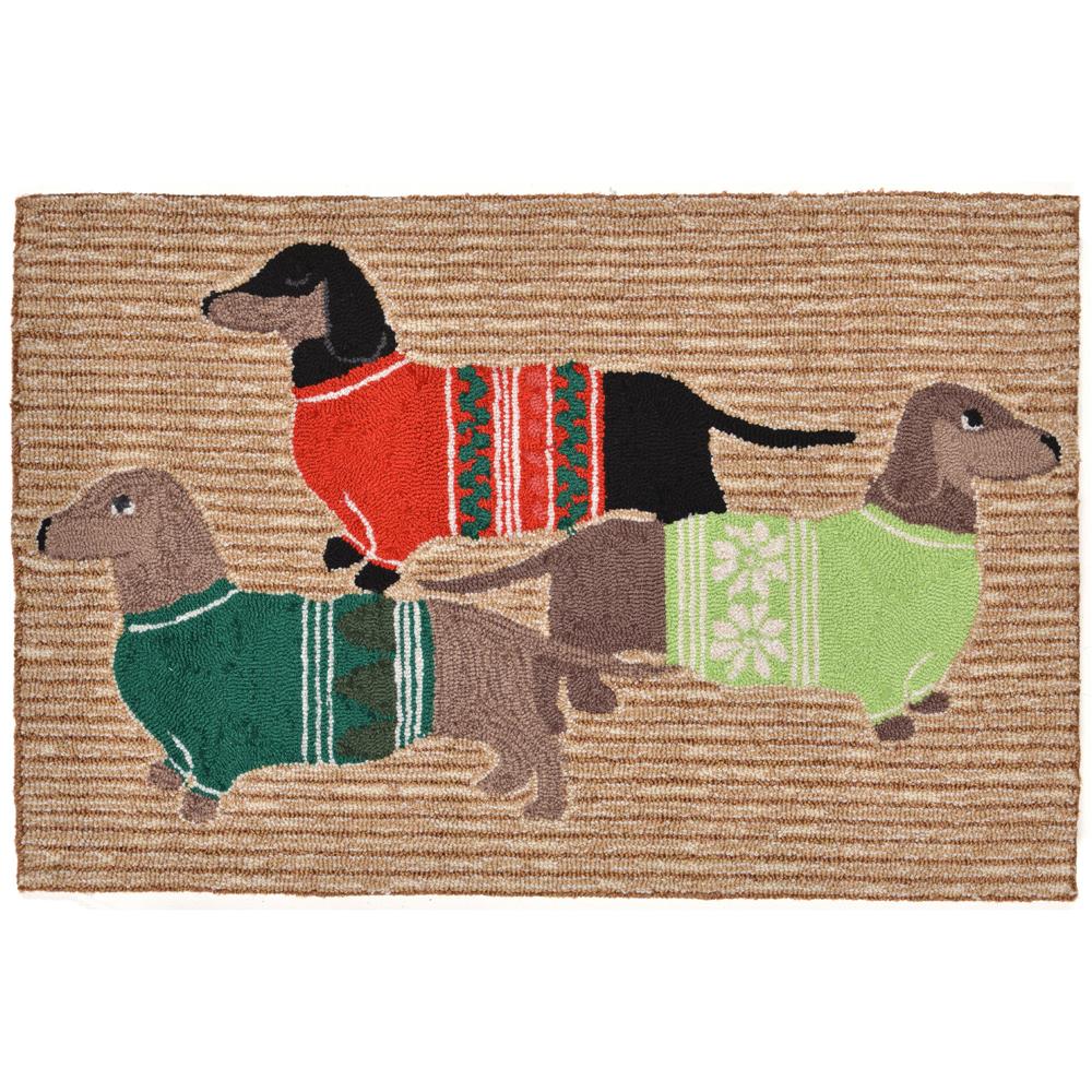 Liora Manne FTP23156612 Holiday Hounds Neutral 24"X36" Area Rug