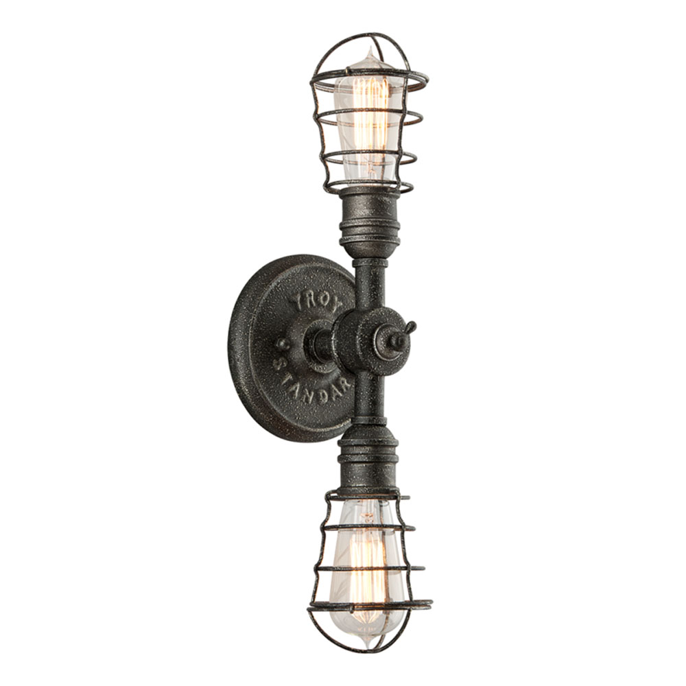 Troy Lighting B3812 Conduit 2 Light Wall Sconce in Old Silver