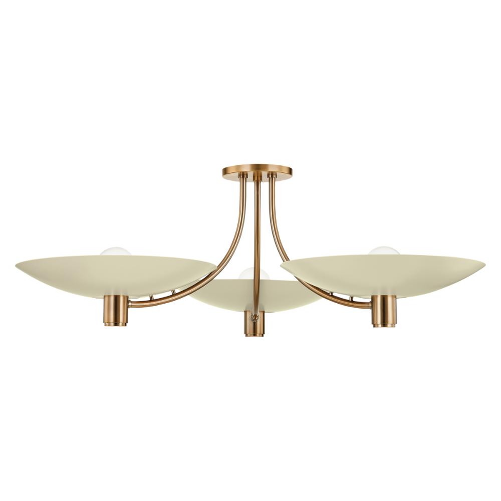 Troy Lighting C1441-PBR/SSD Wolfe Semi Flush in Patina Brass And Soft Sand