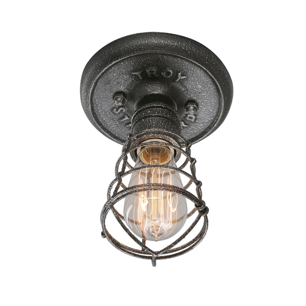 Troy Lighting C3810 Conduit 1 Light Small Ceiling Flush in Old Silver