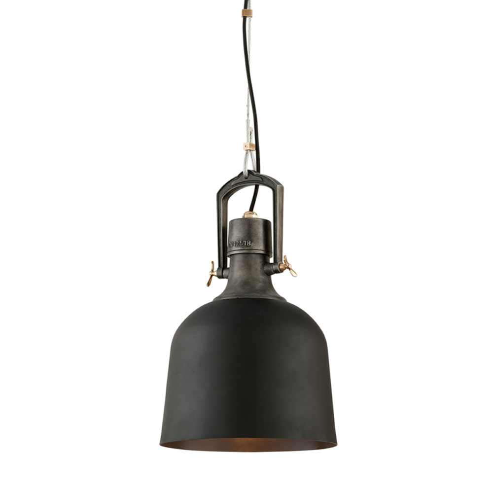 Troy Lighting F3545-SBK/APW/PBR Hanger 31 1 Light Small Pendant in Old Silver With Aged