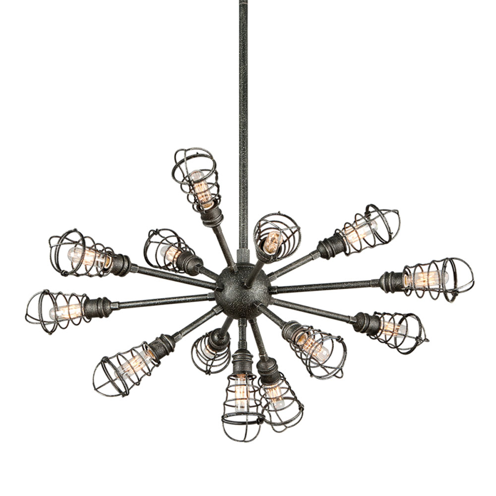 Troy Lighting F3815 Conduit 13 Light Large Pendant in Old Silver