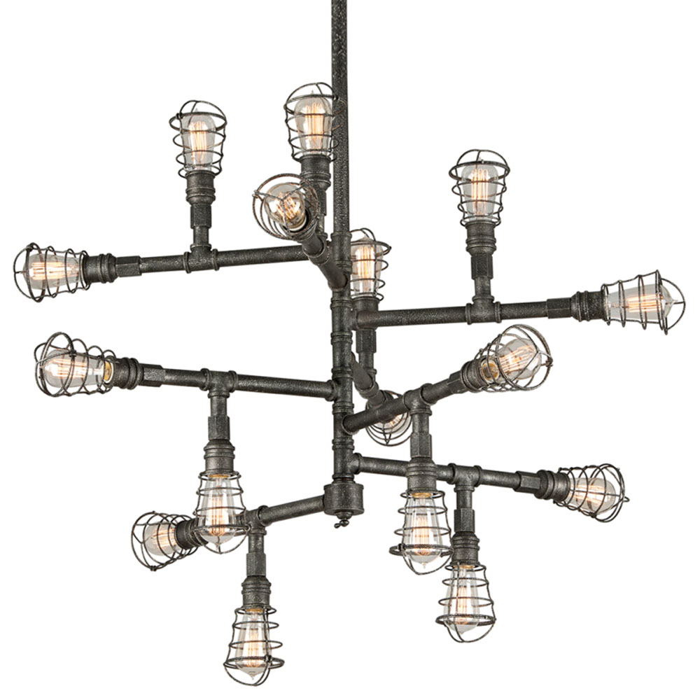 Troy Lighting F3818 Conduit 16 Light Extra Large Chandelier in Old Silver