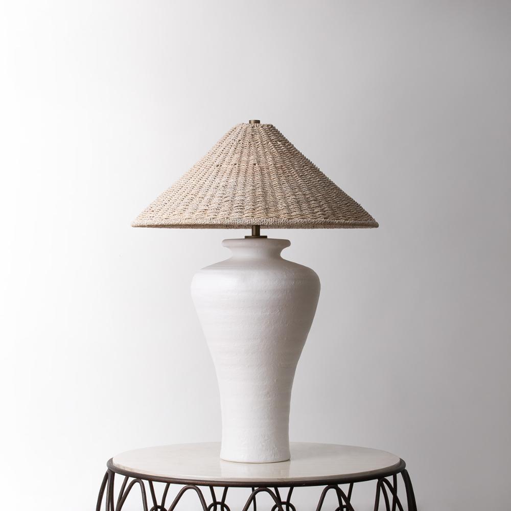 Troy Lighting PTL1029-PBR/CLW Pezante Table Lamp in Patina Brass/ceramic Loft White