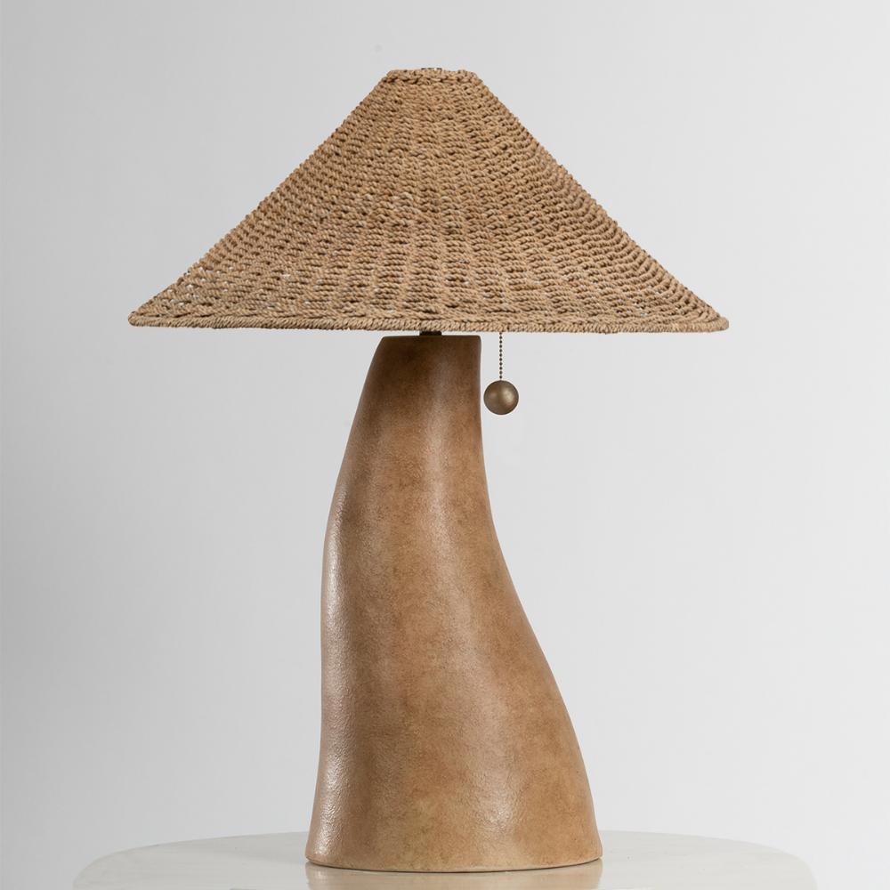 Troy Lighting PTL1128-PBR/CAT Seyla Table Lamp in Patina Brass/ceramic Ancient Terracotta