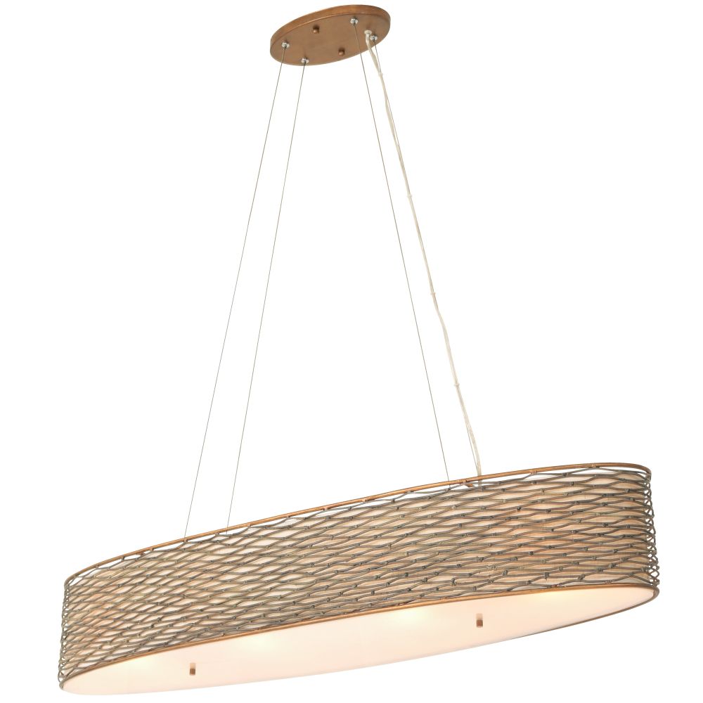 Varaluz 247N04HO Flow 4-Lt Oval Linear Pendant w/Fabric Shade - Hammered Ore