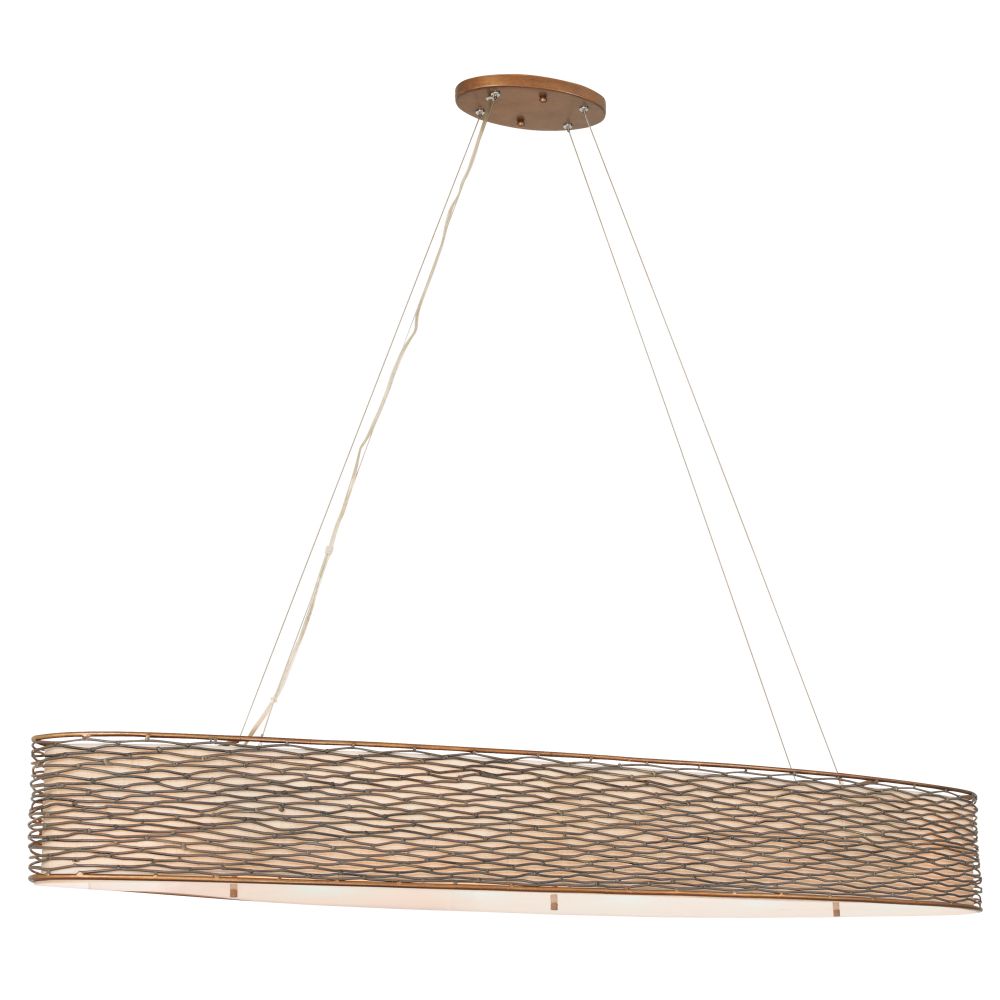 Varaluz 247N06HO Flow 6-Lt Oval Linear Pendant w/Fabric Shade - Hammered Ore
