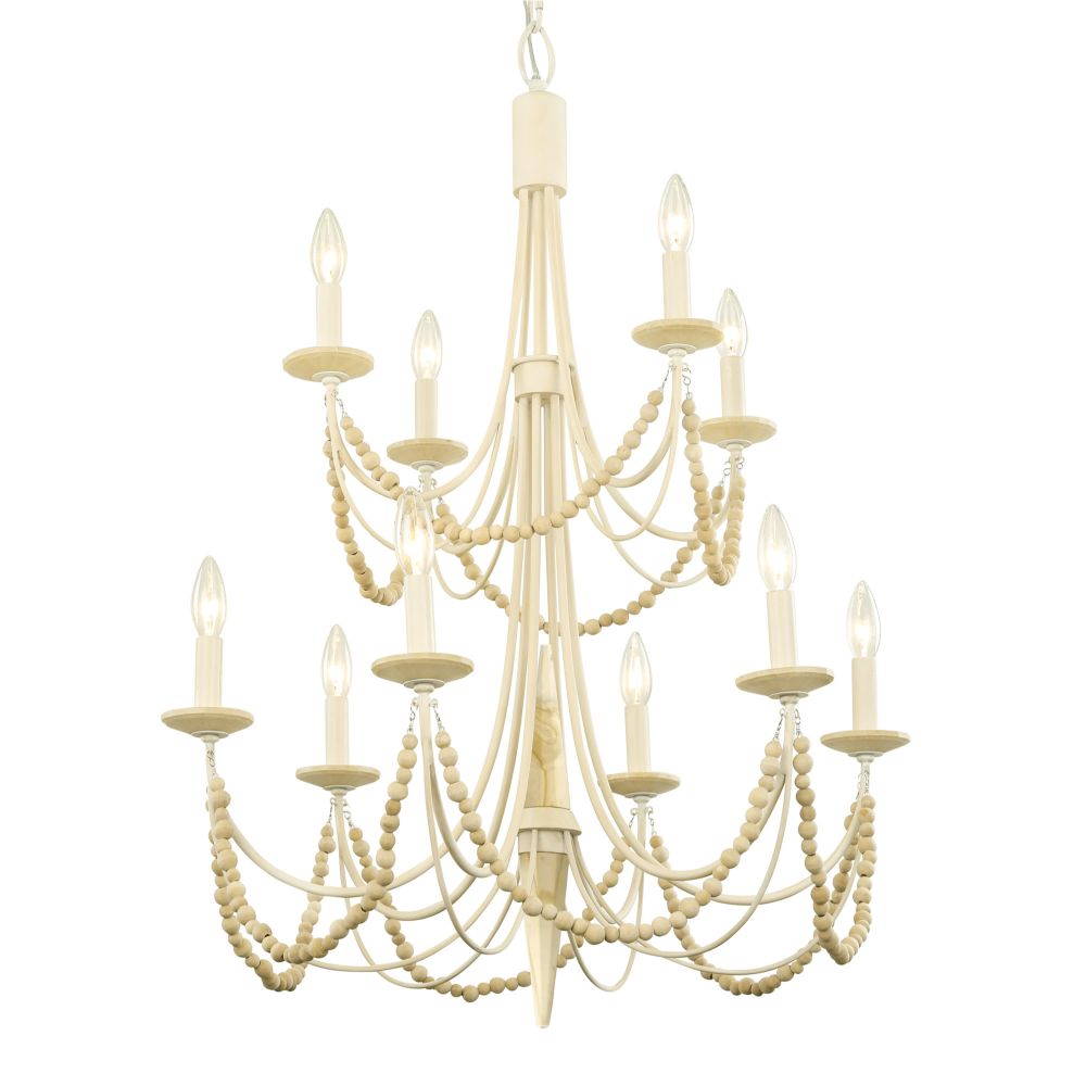 Varaluz 350C10CW Brentwood 10-Lt 2-Tier Chandelier - Country White