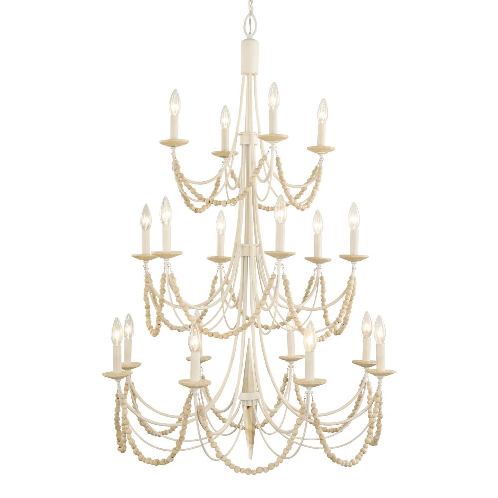 Varaluz 350C18CW Brentwood 18-Lt 3-Tier Chandelier - Country White