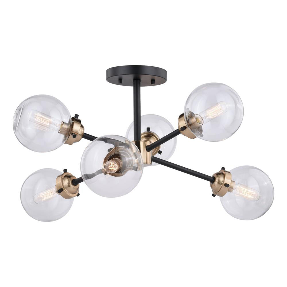 Vaxcel Lighting C0193 Orbit 25" Semi-Flush Mount Muted Brass and Oil Rubbed Bronze