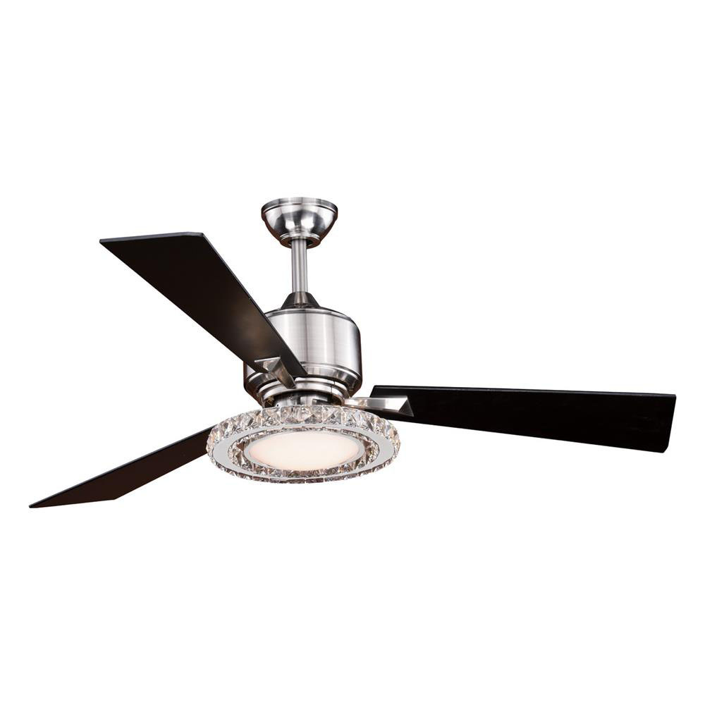 Vaxcel Lighting F0048 Clara LED 52" Ceiling Fan Brushed Nickel with Crystals