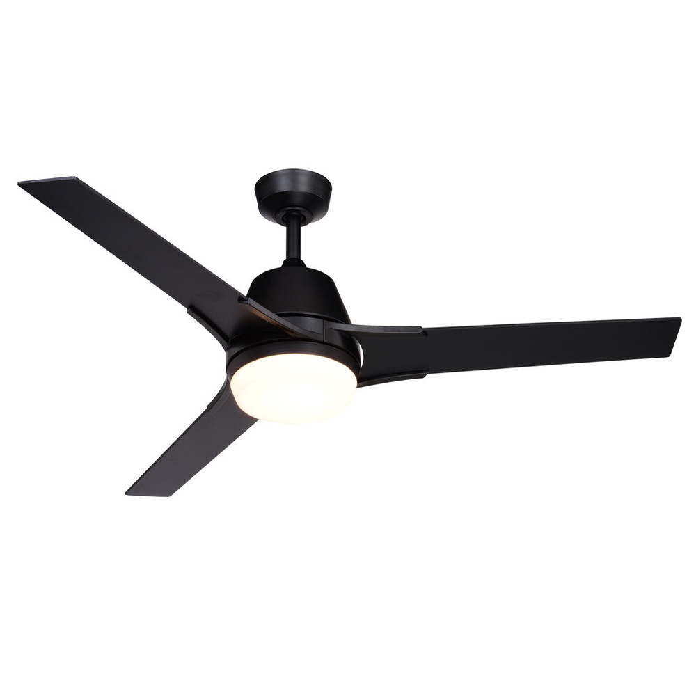 Vaxcel Lighting F0108 Crescent 52-in. W Black 3-Blade Propeller Indoor or Outdoor Ceiling Fan with Light Kit and Remote