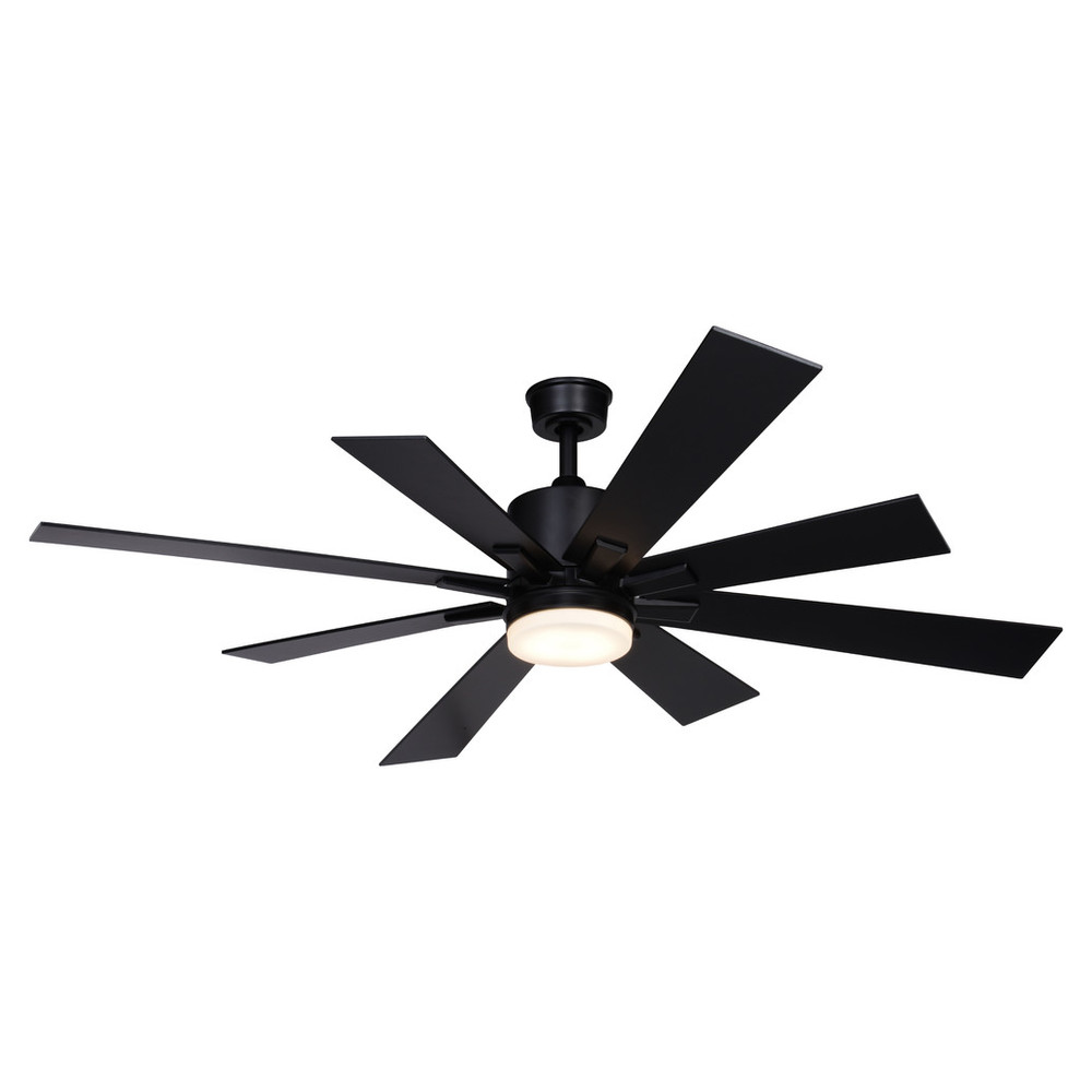 Vaxcel Lighting F0109 Crawford 60 in. 6 Blade Black Farmhouse Indoor Ceiling Fan with Light Kit and Remote