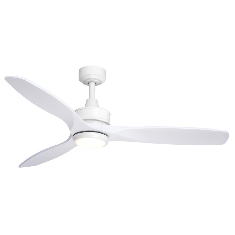 Vaxcel Lighting F0111 Curtiss 52-in. White Contemporary Indoor Outdoor Propeller Ceiling Fan with Wood Blades, Integrated LED Light Kit and Remote