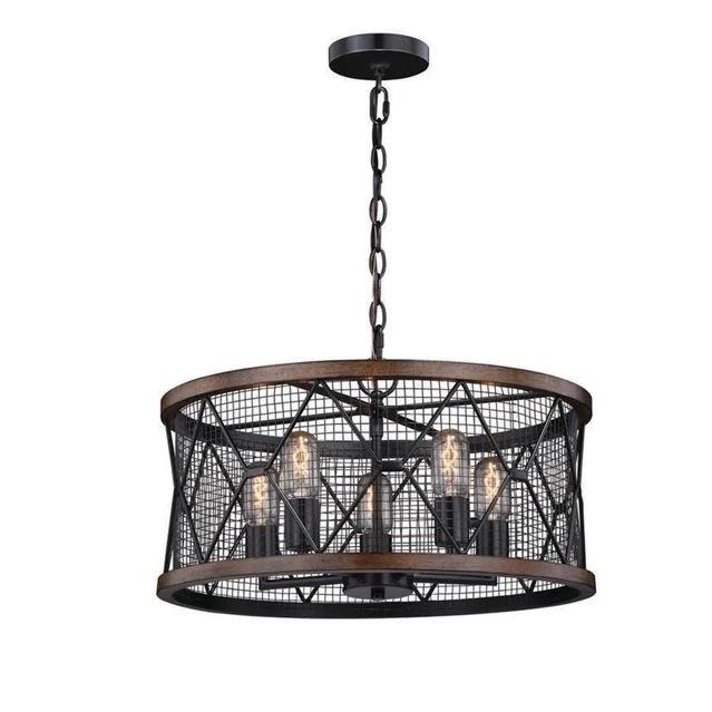 ProLine by Vaxcel Lighting H0207 Bremerton Chandelier in Oil Rubbed Bronze and Burnished Teak