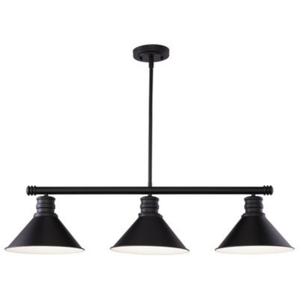 Vaxcel Lighting H0269 Akron 35.75-in. 3 Light Linear Chandelier Oil Rubbed Bronze and Matte White