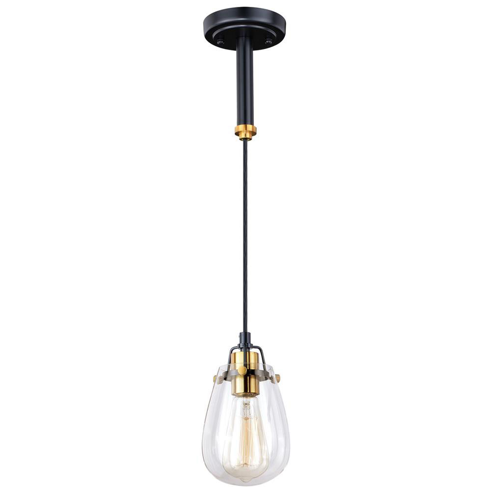 Vaxcel Lighting P0232 Kassidy 1L Dual Mount Pendant/Wall Light Black and Natural Brass