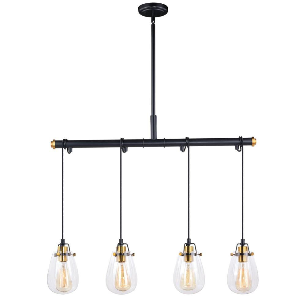 Vaxcel Lighting P0234 Kassidy 4L Dual Mount Pendant/Wall Light Black and Natural Brass