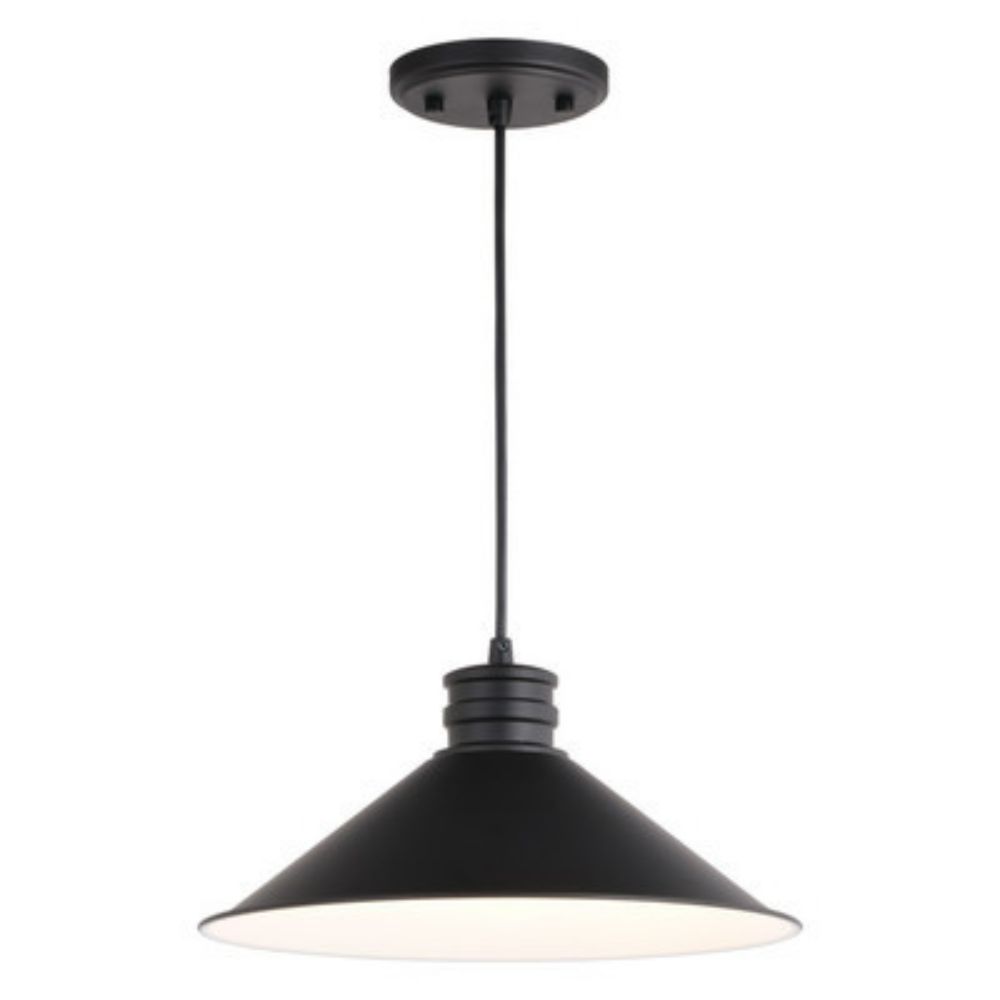 Vaxcel Lighting P0362 Akron 12-in. 1 Light Pendant Oil Rubbed Bronze and Matte White